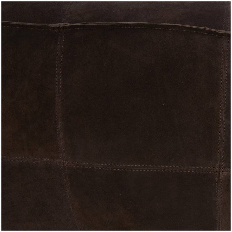 Leather Low Profile Square Pouf with Patchwork Design - Brown, Gray or Dark Brown- Roche River Decor