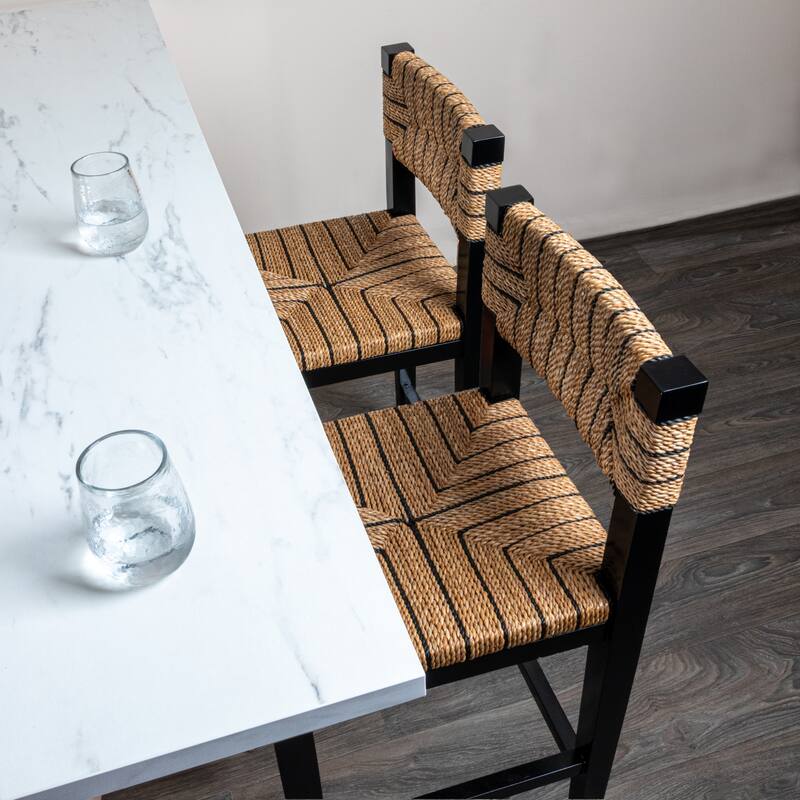 Willowbrook Solid Wood and Natural Woven Seagrass Rope Counter Stool