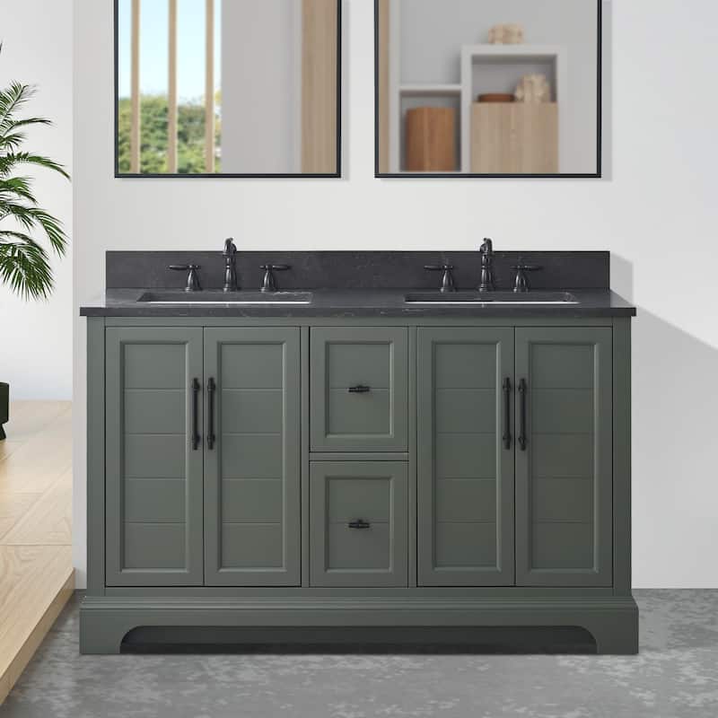 Vanity Art 54" Double Sink Bathroom Vanity with Top & Backsplash
