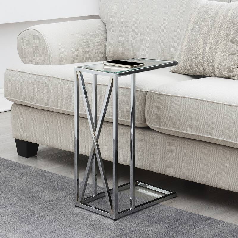 Convenience Concepts Oxford Chrome Glass C End Table - Glass/Chrome