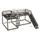 preview thumbnail 4 of 6, Full and Twin Size L-Shaped Bunk Bed with Slide & Short Ladder, Metal Bunk Bed Frame for 4 Kids, Teens, No Box Spring Required