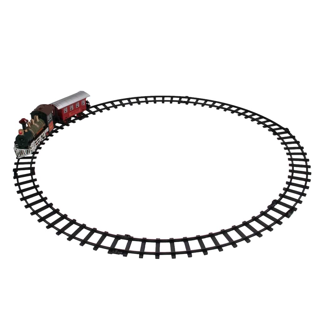 8-Piece Battery Operated Red and Green Animated Classic Train Set with Sound - 8"