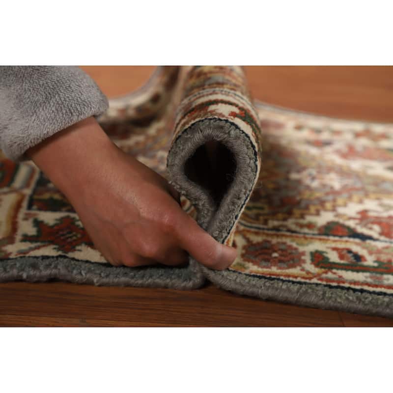 Geometric Grey Heriz Serapi Foyer Rug Hand-Knotted Wool Carpet - 2'0" x 3'0"