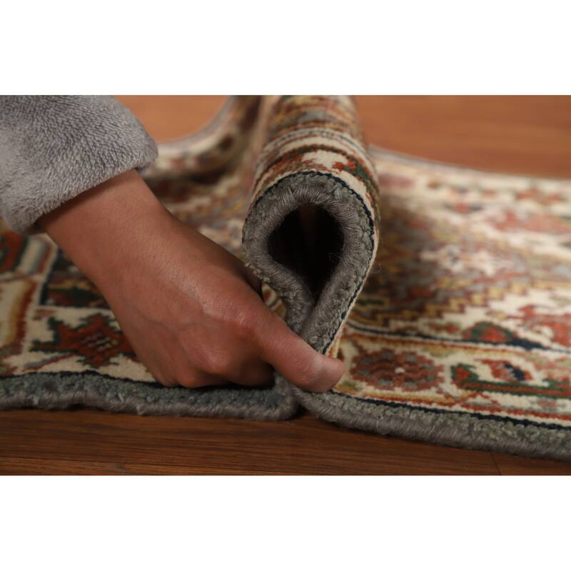 Hand Knotted Oriental 100% Wool Carpet Traditional Medallion Greys & Charcoal Heriz (serapi) Area Rug - 3' 0'' X 2' 0''