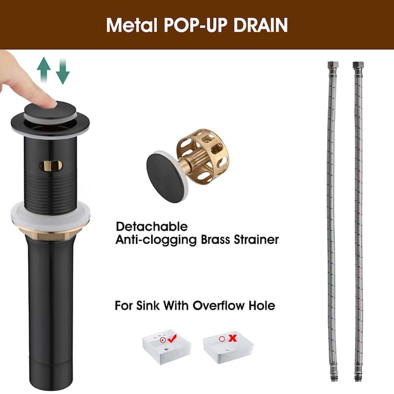 PROOX 8" Widespread Double Handles Bathroom Waterfall Basin Faucet w/ Drain Assembly