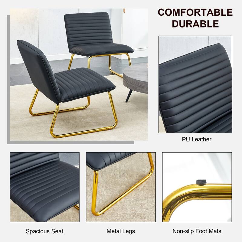 22 in.W Armless Sofa Chair with PU Backrest Paired with Metal Legs