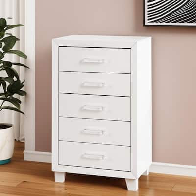 HomeRoots 49" White Wood Five Drawer Dresser