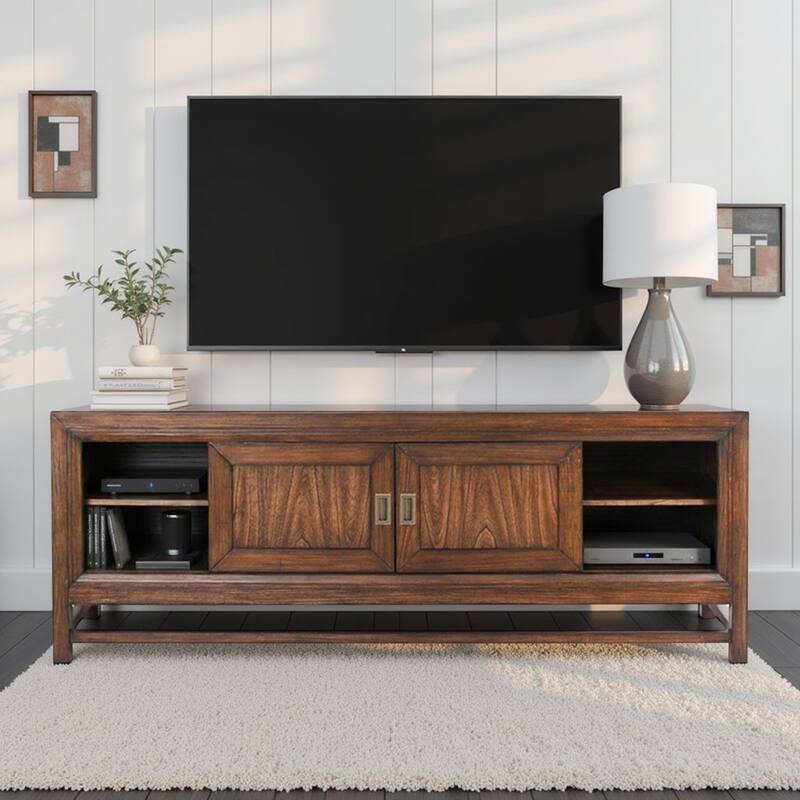 Bridgevine Home Branson 74" TV Stand Console, For TVs up to 85 inches, No Assembly Required, Two-Tone Finish