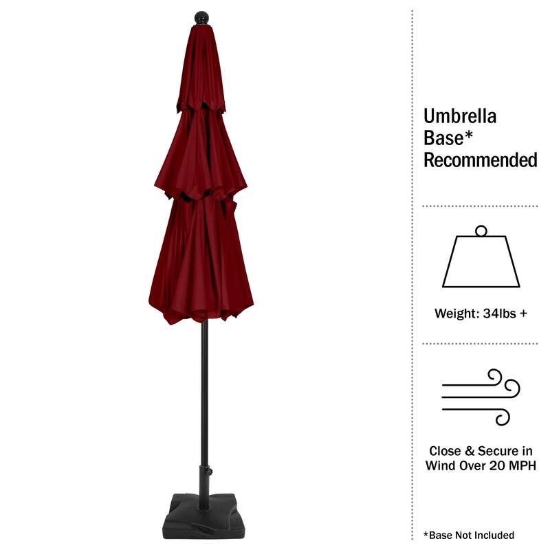 10 ft Patio Umbrella, 3-Tiered Sunshade with Push Button Tilt and Easy-Open Crank, Outdoor Umbrella for Deck, Yard