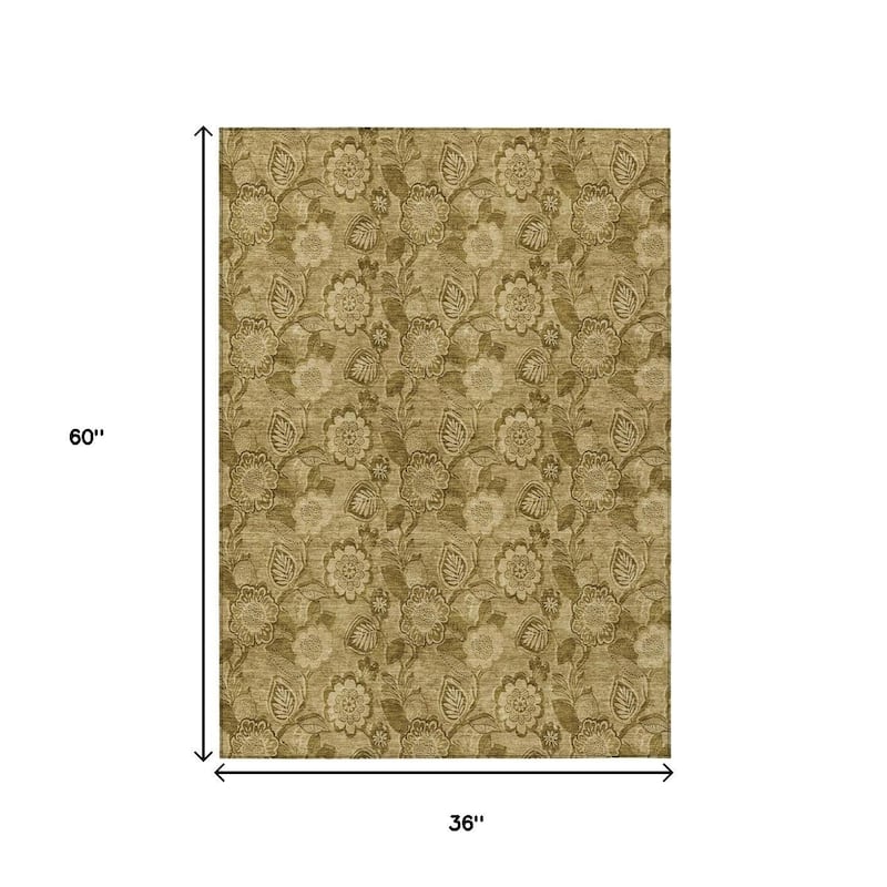 HomeRoots Floral Transitional Rectangle Outdoor Rug