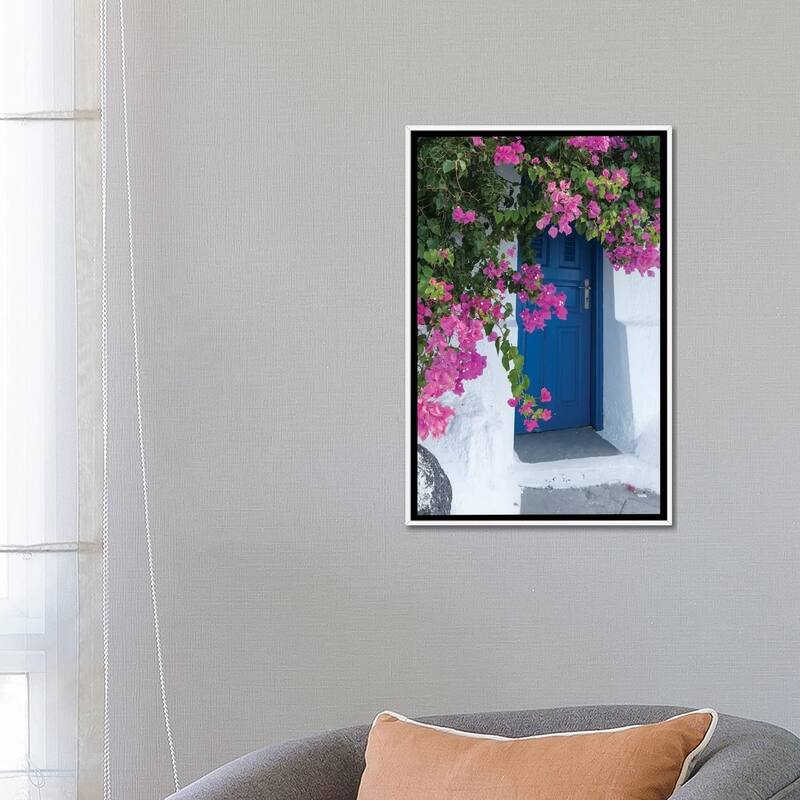 iCanvas "Greece, Santorini. A Picturesque Blue Door." by Brenda Tharp Framed Canvas Print