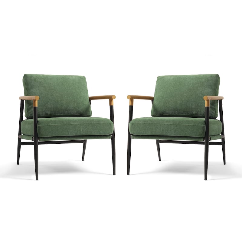 Madison 27'' W Vegan Leather/ Chenille Accent Chair set of 2
