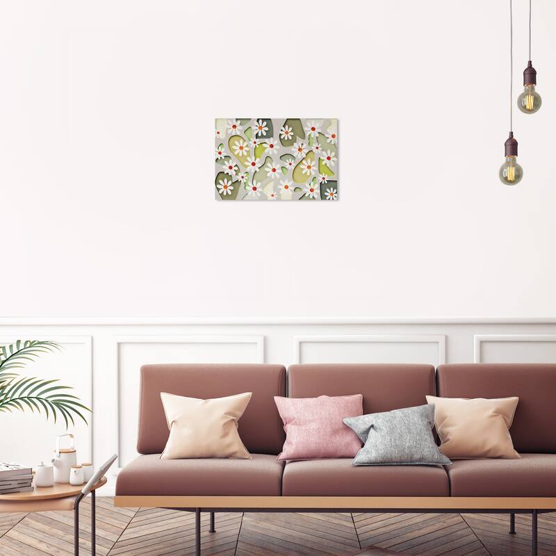 Wynwood Studio Canvas Nature and Landscape Daisy's and Green Pebbles Green and Wall Art Canvas Print - 30 x 20