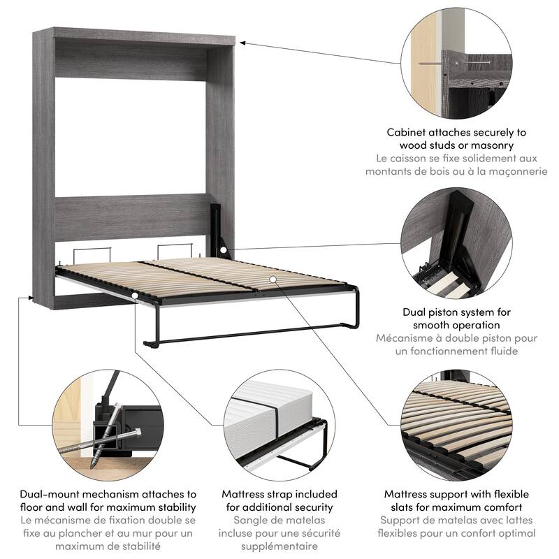 Nebula 65W Queen Murphy Bed, Space-Saving Wall Bed by Bestar
