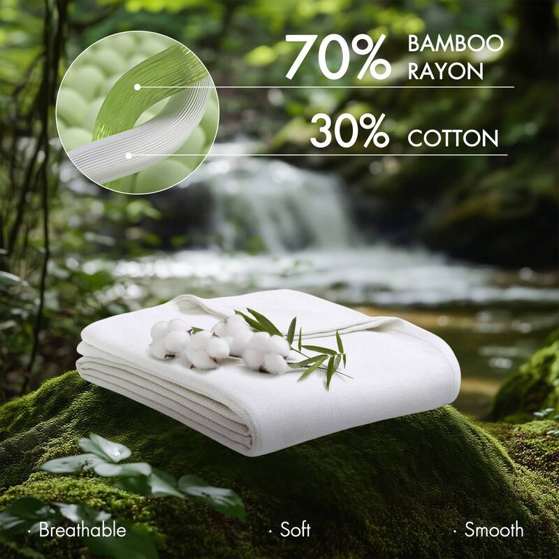 Chelsea Square Rayon from Bamboo Cooling Cotton Lightweight Blanket for Summer Spring