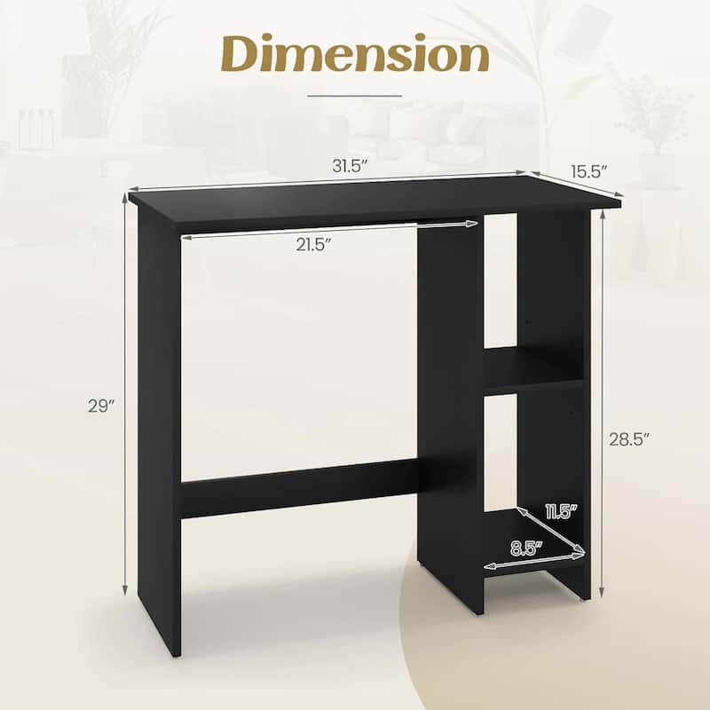 31.5'' Writing Desk Wood Vanity Makeup Table w/ Storage Shelves