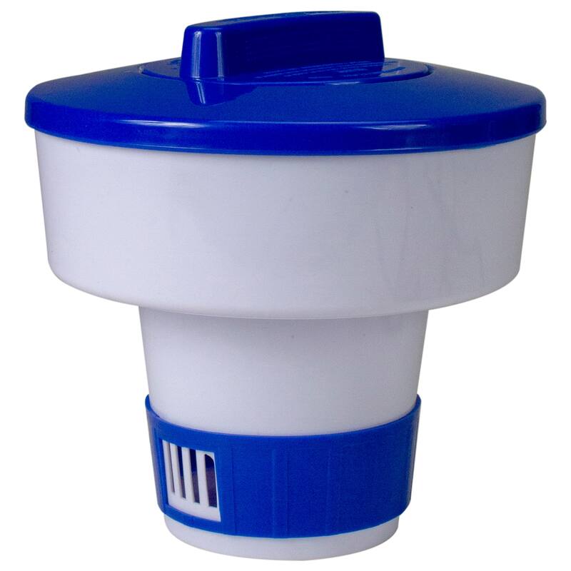 7" Blue and White Floating Swimming Pool Chlorine Dispenser
