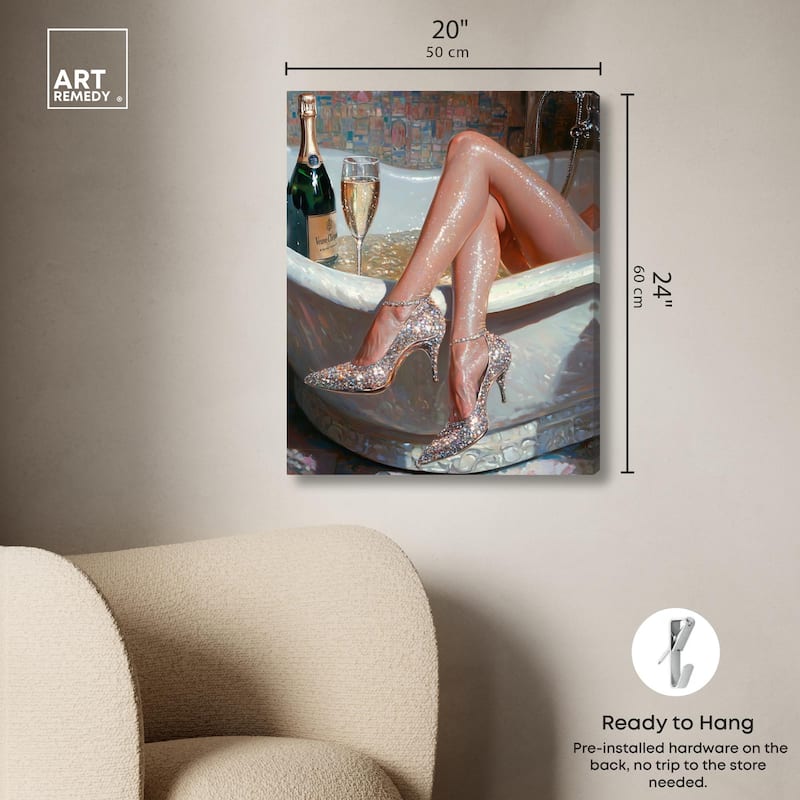 Champagne Bath Party Canvas by Art Remedy, Gallery Wrapped