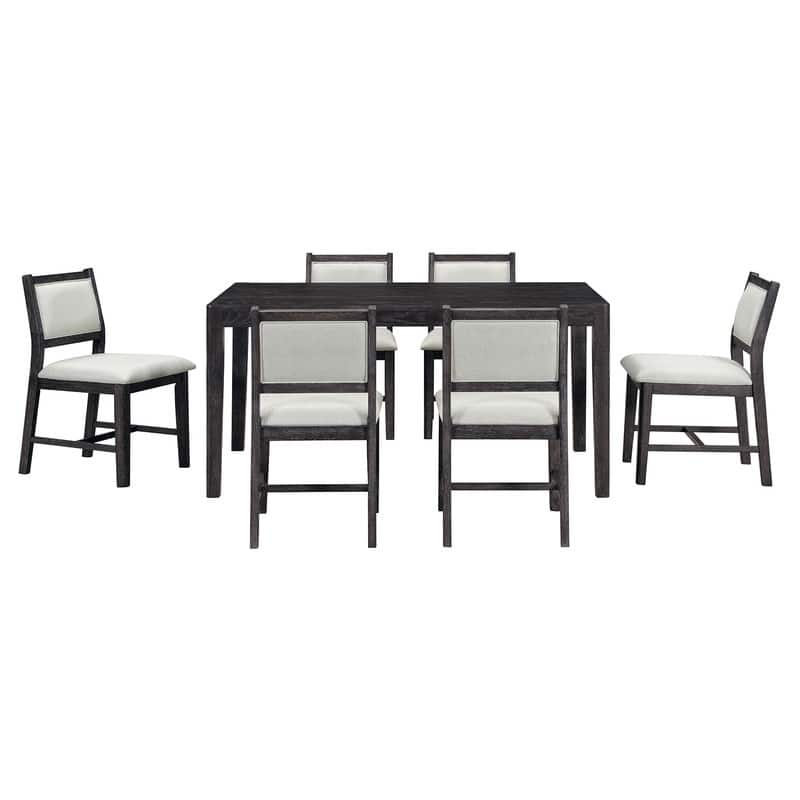 Vintage 7-Piece Retro Dining Set for 6 with Upholstered Chairs