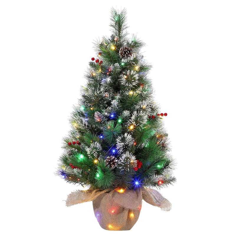 Christmas Tree with 78 Multi-Color Led Lights, 3 Ft Pre-Lit Artificial Christmas Decoration