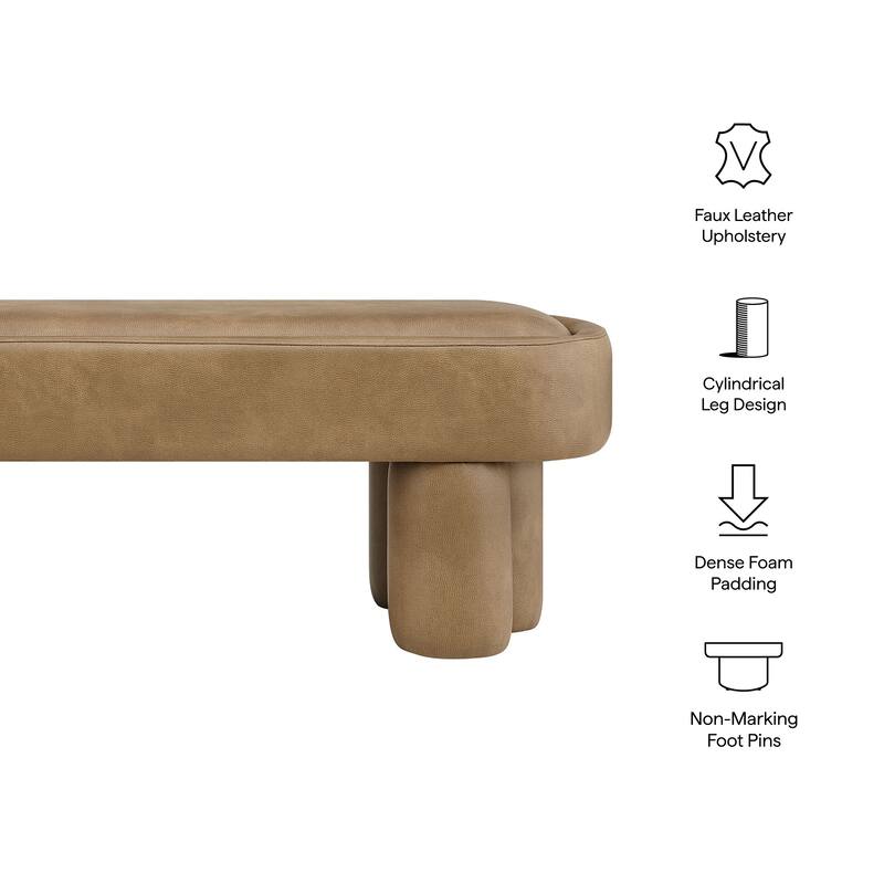 Mossi 52-Inch Oval Vegan Leather Bench