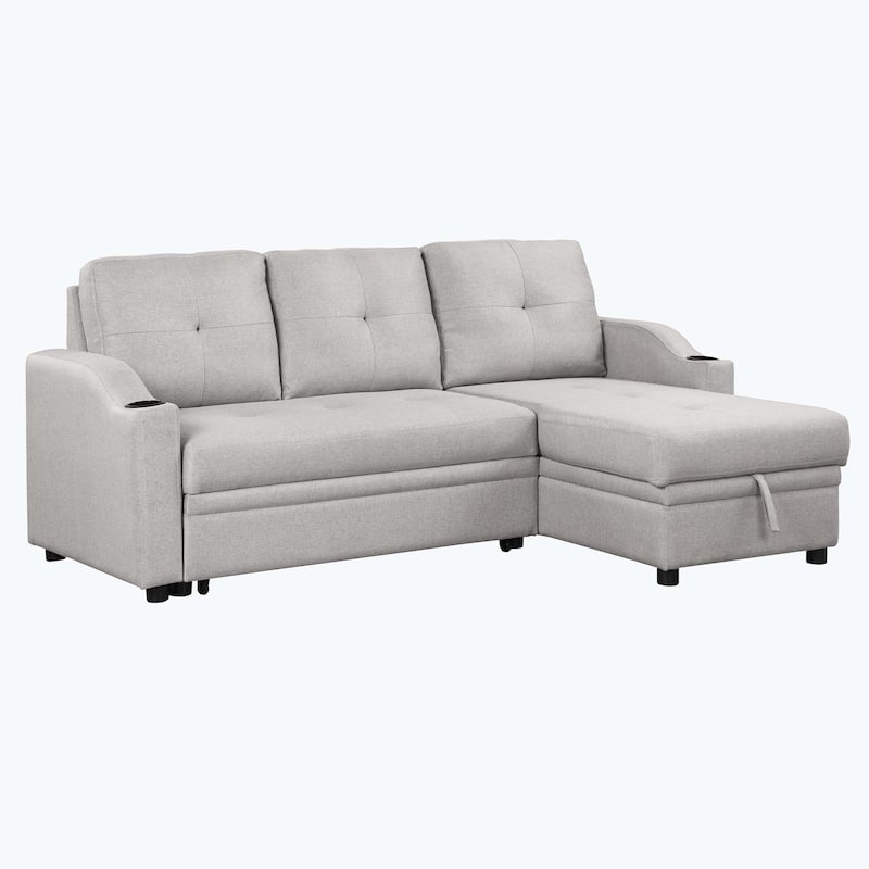 Classic and Cozy L-shape Pull-out Sleeper Sectional Sofa