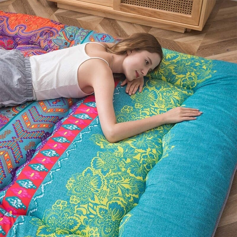 Bohemian Retro Floor Mattress Vintage Floral Japanese Futon Mattress
