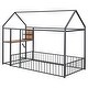 preview thumbnail 3 of 34, 2 Color Metal Twin Size Floor Bed with Desk w/USB Ports, Kids Bed with Storage Shelf
