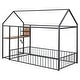 preview thumbnail 3 of 34, Twin Size Metal Bed Frame with Desk, House Bed with Shelves and USB Ports