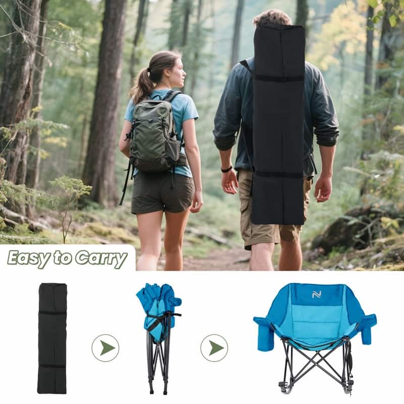 Oversized Rocking Camping Chair for Adults, Cup Holder, Carry Bag
