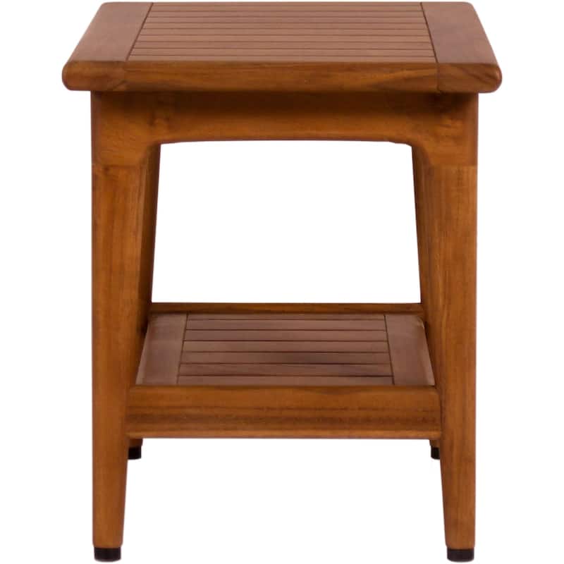 24" Maluku-Bjön Teak Shower Bench with Shelf