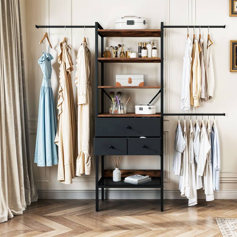 Moasis Closet System with Drawers & Clothing Rack - Black