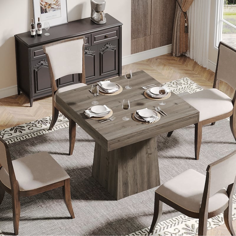 Square Dining Table for 4, 31.5-Inch Kitchen Table with Pedestal Base - 31.5"D x 31.5"W x 29.53"H