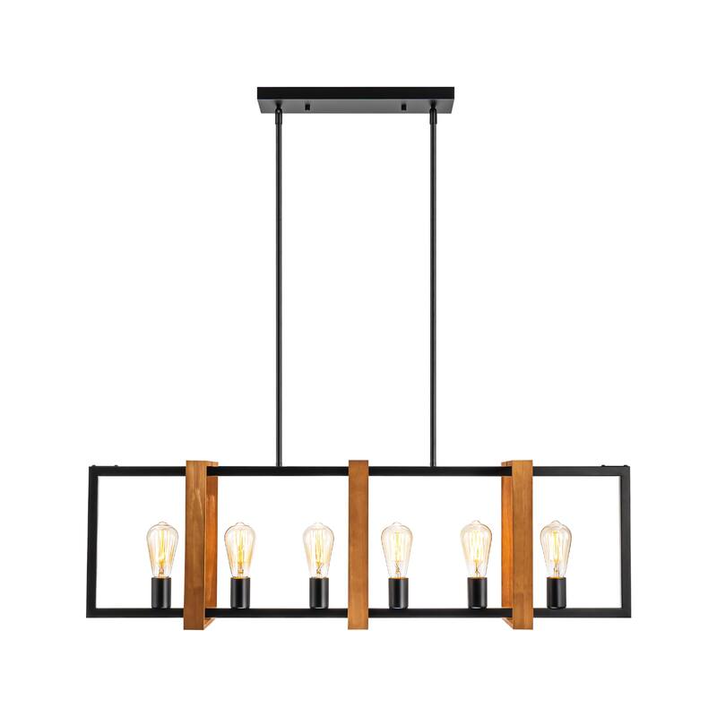 6/7-Light Industrial Pendant Lights Kitchen Island Lantern Farmhouse Linear Chandelier