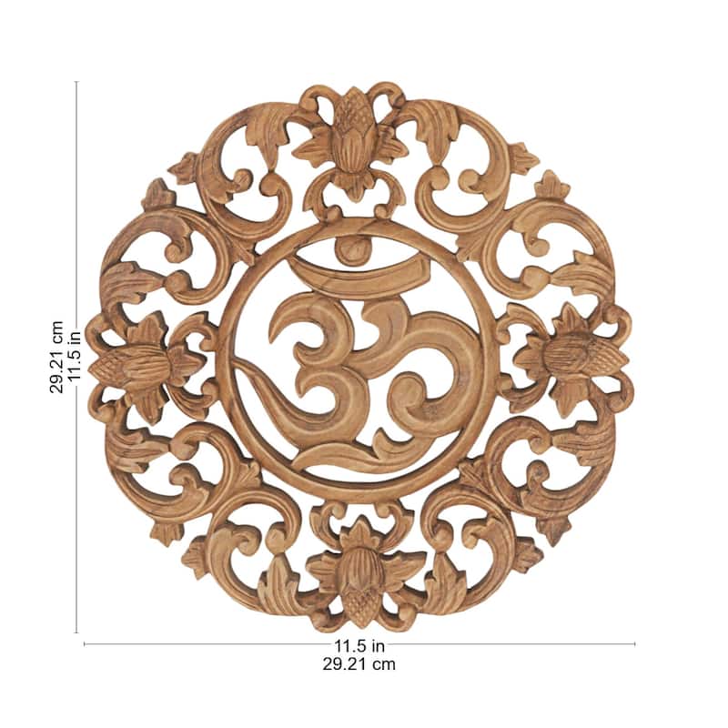 Handmade Flower Om Suar Wood Wall Relief (Indonesia)