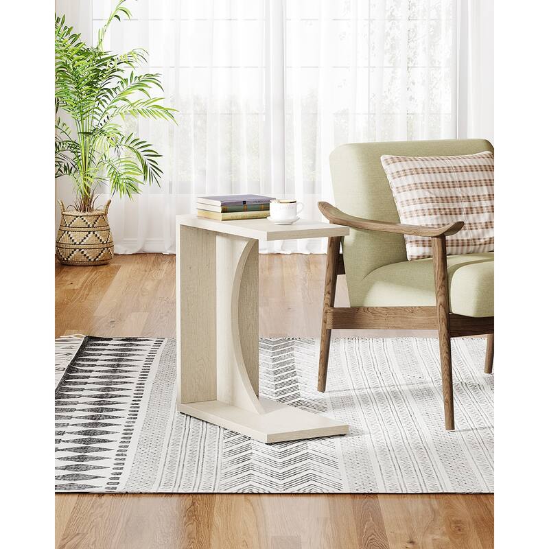 C-Shaped End Table for Couch, Side Table for Small Space