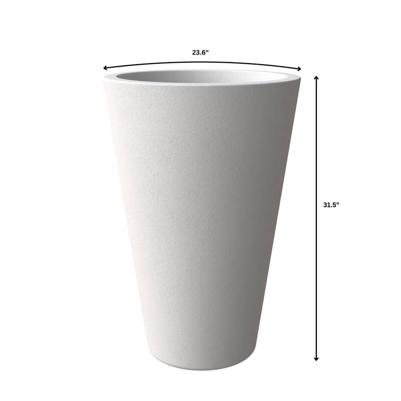 Pebble Tapered Modern Round Fiberstone and MGO Clay Planter Pot with Drainage for Home Garden Office Patio Porch Patio