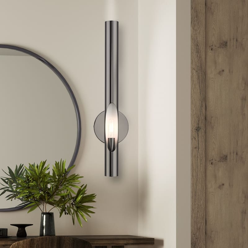 Livex Lighting 1 Light Black Chrome ADA Single Sconce, 45911-46 - 5.125" W x 22" H x 3.25" Ext.