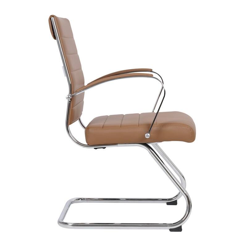 Benmar Series Mid Back Modern Leather Office Executive Desk Chair, Ergonomic Seating with Stainless Steel Sled Base
