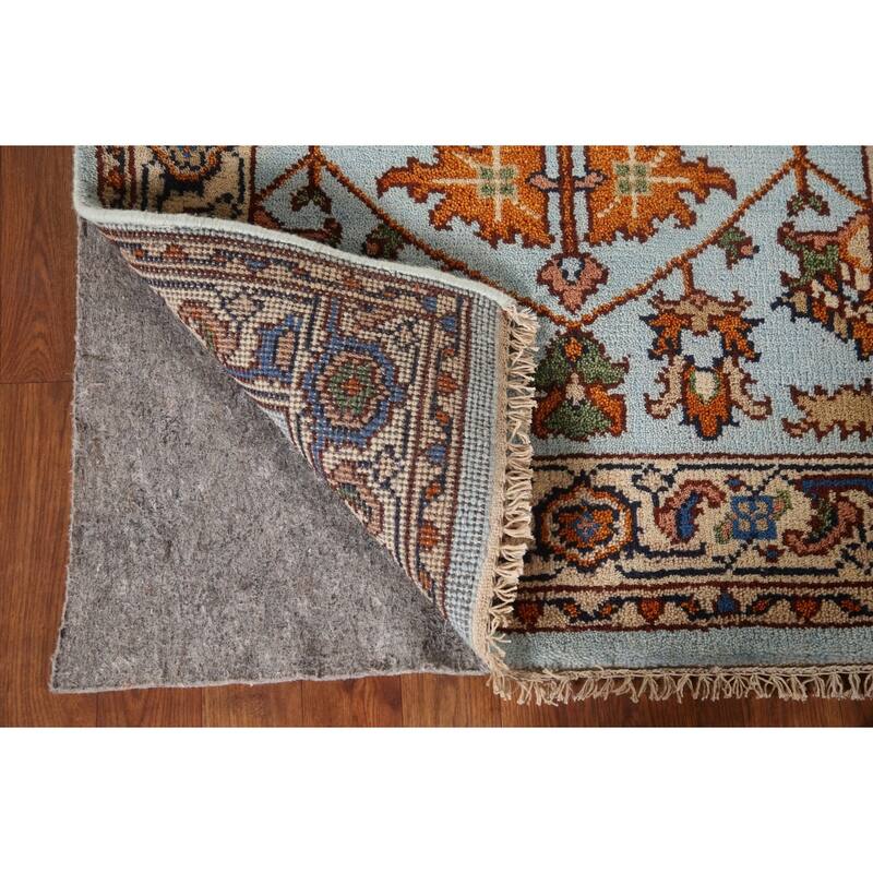 Light Blue Floral Heriz Serapi Oriental Accent Rug Wool Carpet - 2'11"x 5'1"