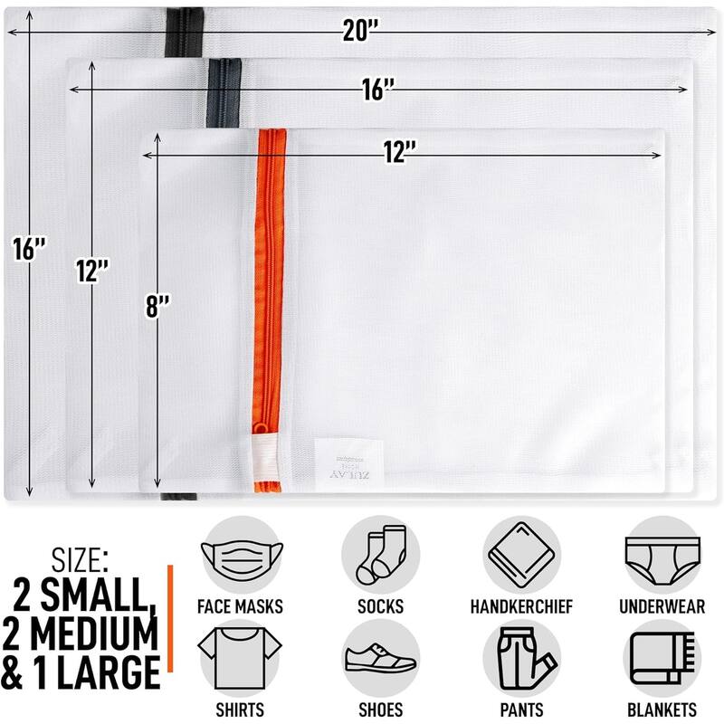 Zulay Home 5 Pack Mesh Laundry Bags for Delicates Mix 2 On Sale