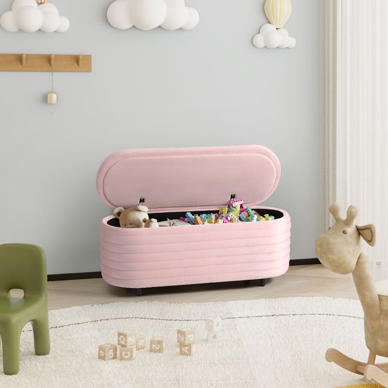 Farrah Velvet Polyester Flip Top Storage Ottoman - 42"