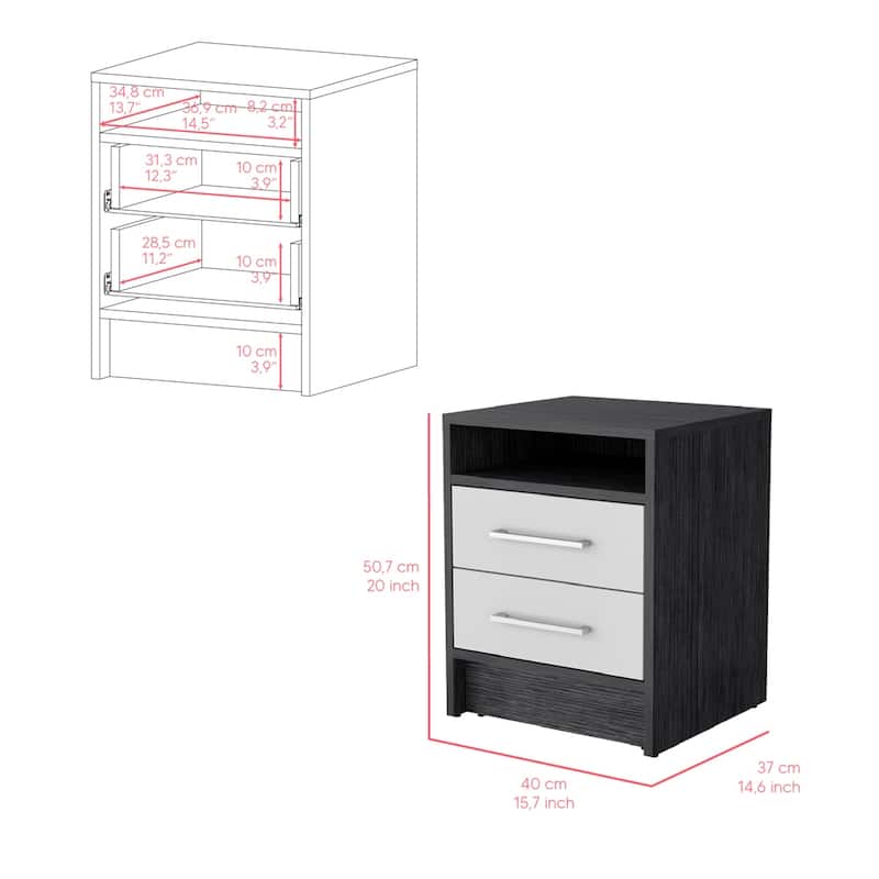 Nightstand Cartiz,Two Drawers，for Living Room,and Dining Room