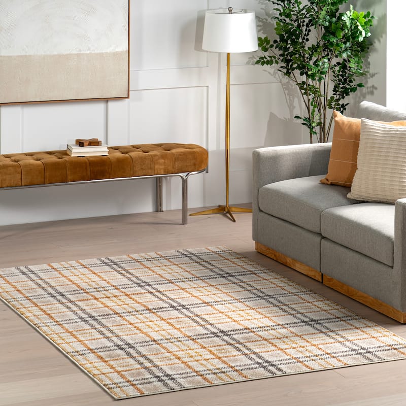 Nuloom Noelani Casual Plaid Area Rug - 5'3" x 7'7" - Orange And Grey - Rectangle