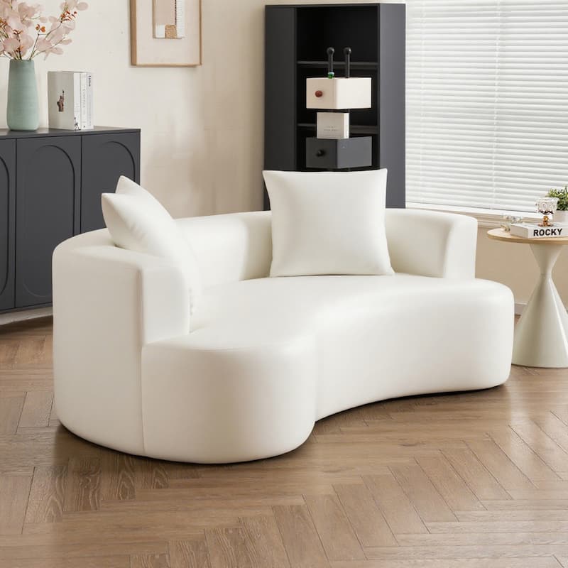 Moon-shaped Chaise Couch Chenille Cat Waist Deep Seat Loveseat Sofa