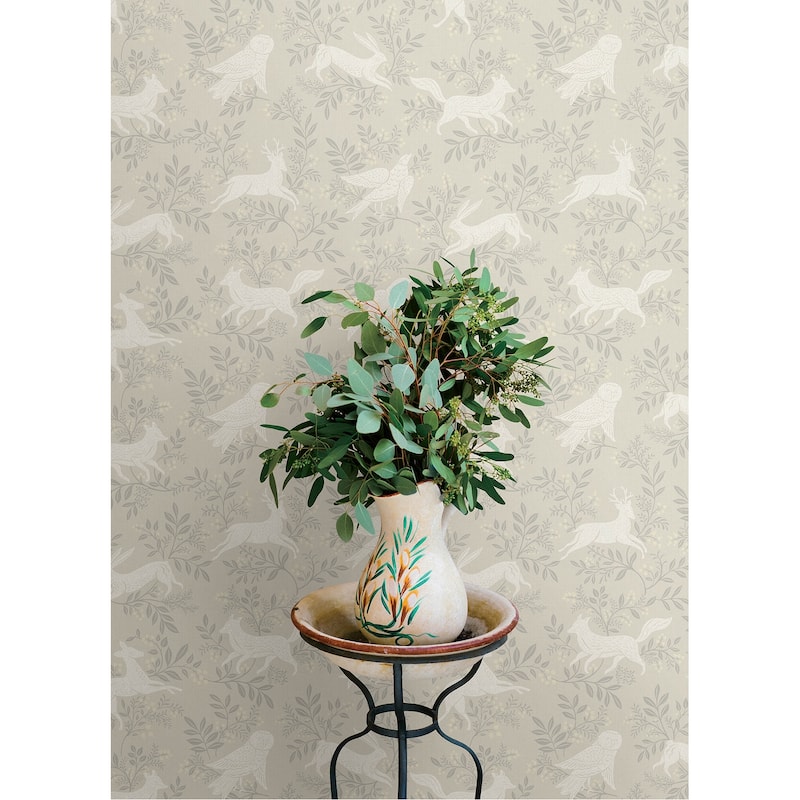 Chesapeake Revelry Taupe Forest Frolic Wallpaper