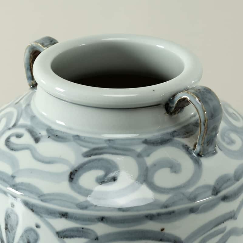 Approx 11 Inches Subtle Blue and White Vase With Two Handles