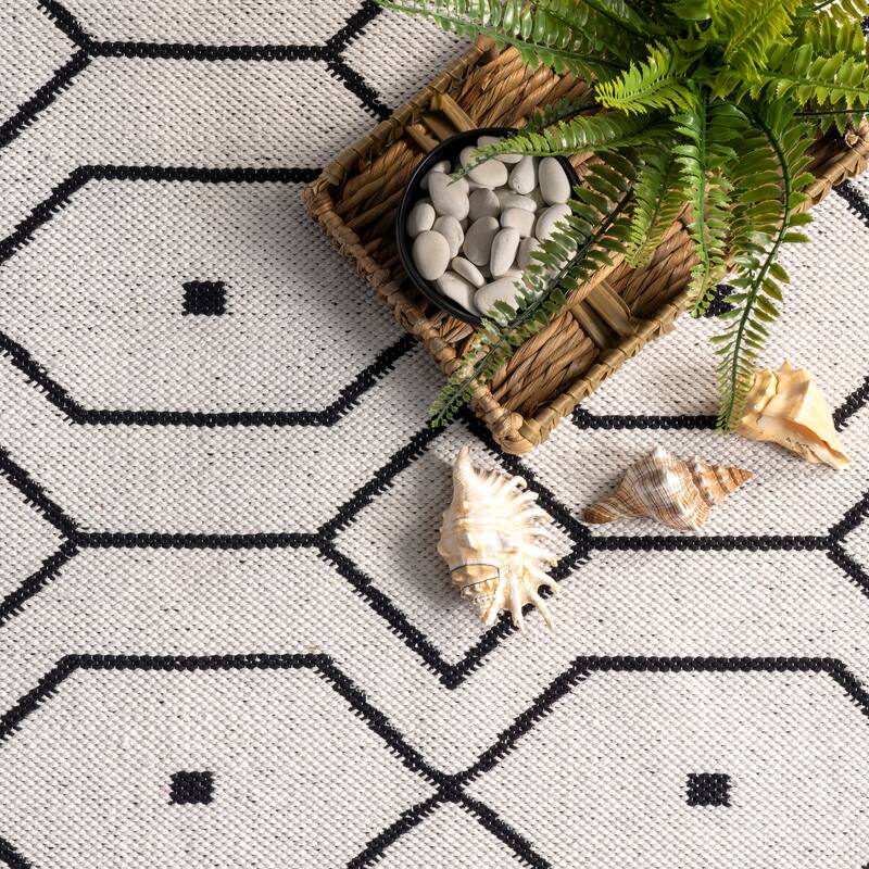 Nuloom Josie Hand Loomed Cotton Flatweave Geometric Trellis Area Rug