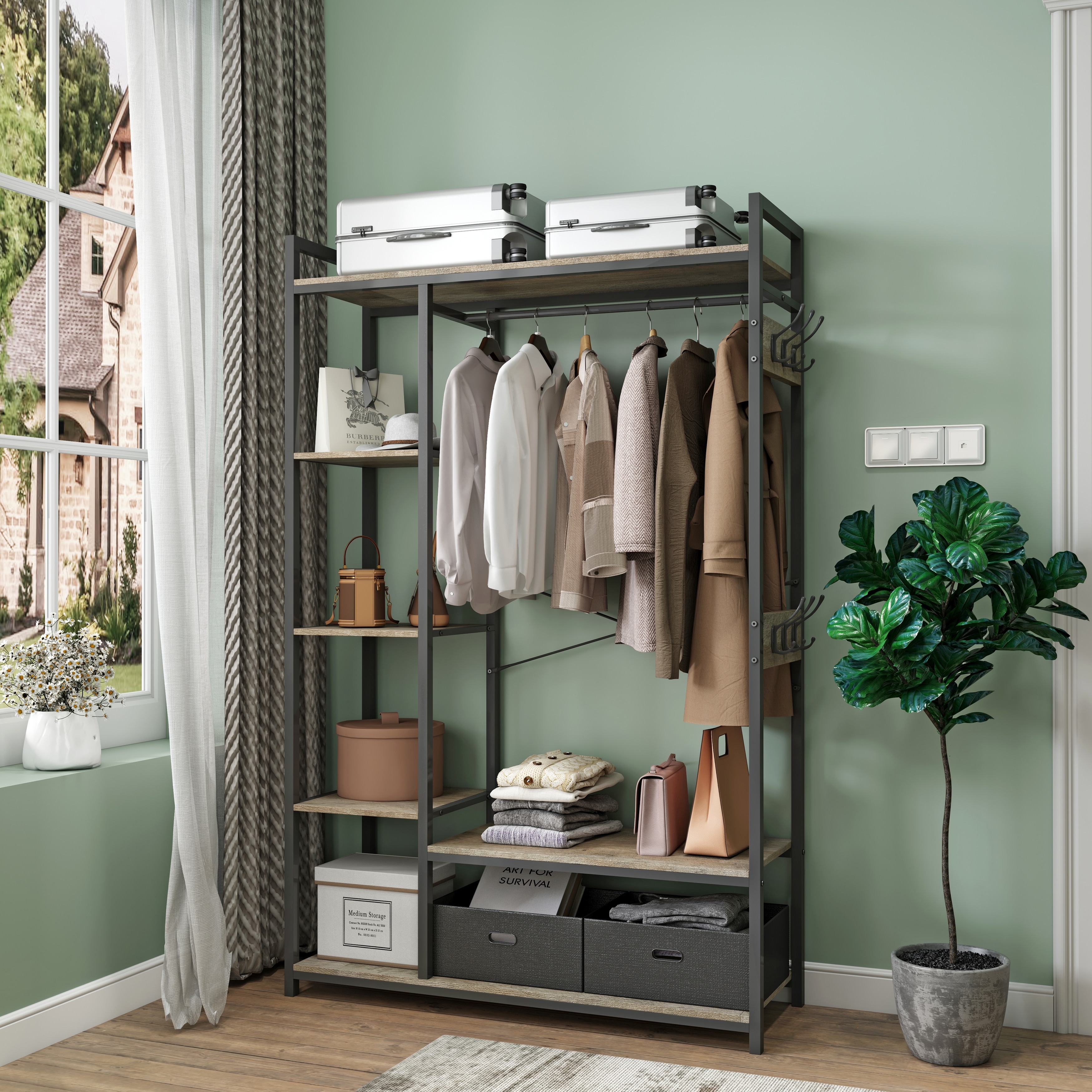 https://ak1.ostkcdn.com/images/products/is/images/direct/e3238ecf1d2baf00ff3a37ea6320e6469bb98f75/Free-Standing-Closet-Organizer%2C-Portable-Garment-Rack-with-Open-Shelves-and-Hanging-Rod%2C-Black-Metal-Frame.jpg