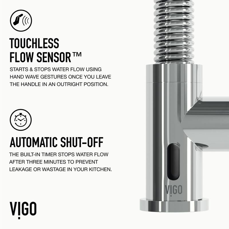 VIGO Edison 19" H Single Handle Pull-Down Sprayer Kitchen Faucet Set with Touchless Sensor